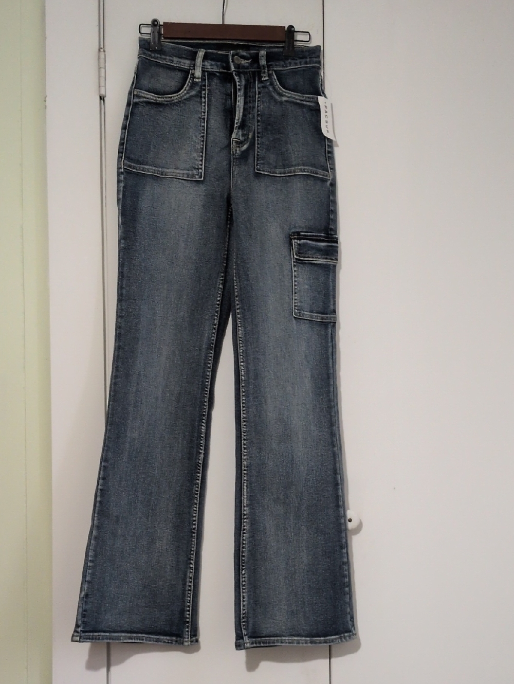 Kendall & Kylie Faded Blue Wide-Leg Utility Jeans